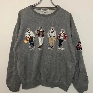 Captain Santa 구제 의류 양면 캐릭터 프린트 트레이닝복