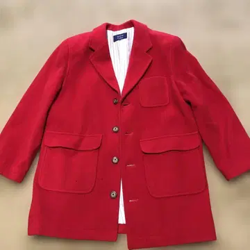 키이스 빨간색 하프 코트 앤티크 울 M