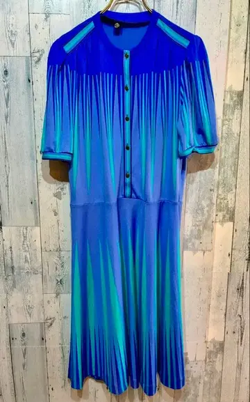 이탈리아제 elle 레트로 기하학 패턴 폴리에스테르 원피스