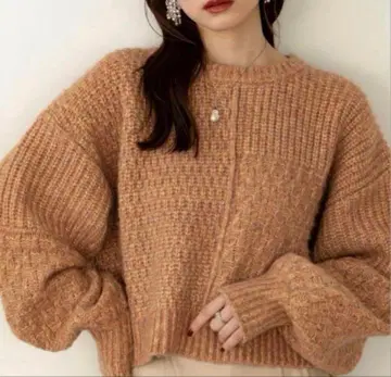 hinari 패치워크 디자인 MIX 니트 테라코타 FREEsize