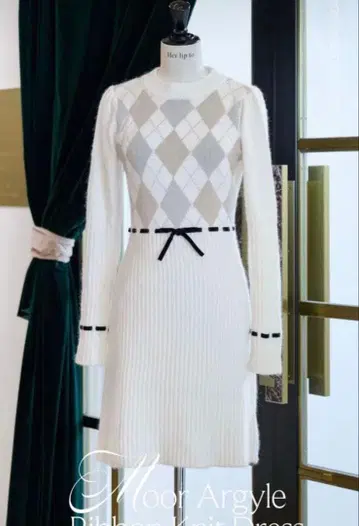 herlipto Moor Argyle Ribbon Knit Dress