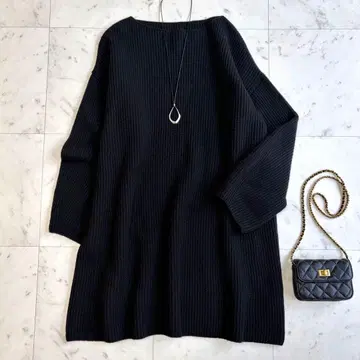 새상품급 슬로브 이에나 파인 울 니트 미니 원피스 블랙