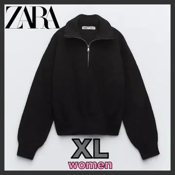 ZARA 지퍼 니트 스웨터 블랙 XL 사이즈