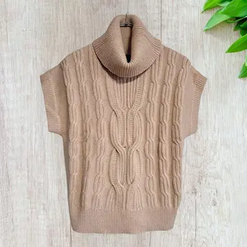 TALBOTS 베이지 슬리브리스 스웨터 L