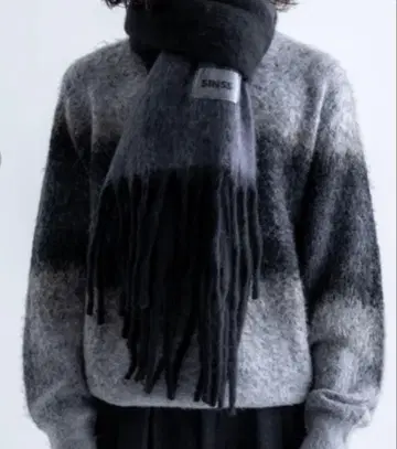 SINSS 그레이 블랙 프린지 머플러