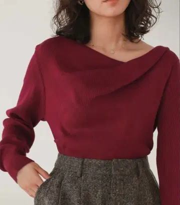 titivate 시착만 한 상품 니트 스웨터 오프숄더 리브 니트탑