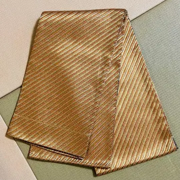 골드 컬러와 빨간색 스트라이프 후쿠로 오비 금황 사선 f036