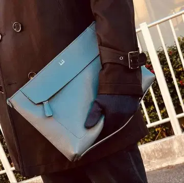 던힐 라이트 그레이 가죽 클러치백