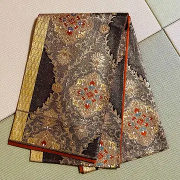 화려한 금실 자수 후쿠로 오비 금x블랙 손거울 f1228