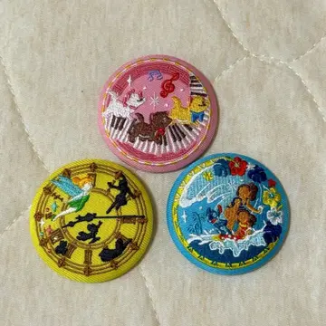 디즈니 자수 캔뱃지 2 릴로 & 스티치, 올리브 캣, 피터팬