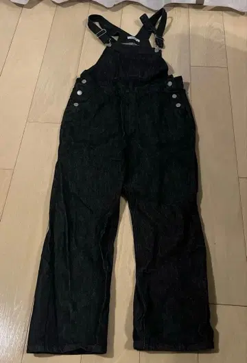 다크 데님 오버롤 와이드 레그