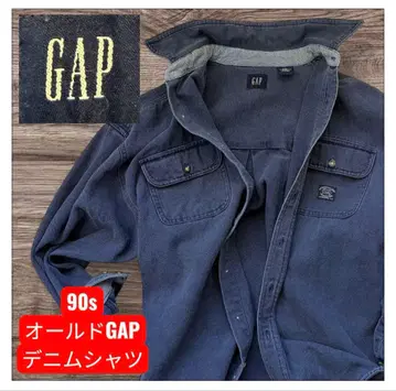 90s 올드 GAP 다크 블루 데님 셔츠 긴팔 7부 소매