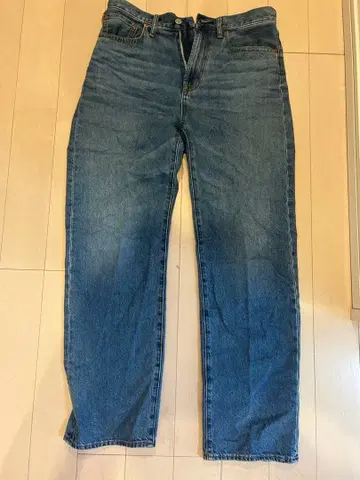 파랑 스트레이트 데님 팬츠 미드 라이즈 GU 30인치