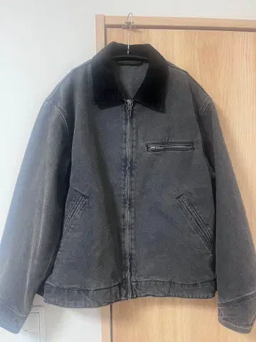 GU 디트로이트 자켓 블랙 데님 옷깃 코듀로이 짧은 기장