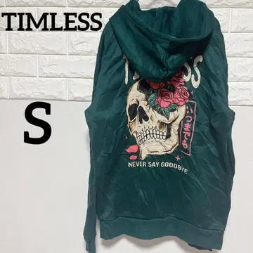 임팩트 대!! TIMLESS [ S ] 후드 부착 후드티 스컬 장미 그린
