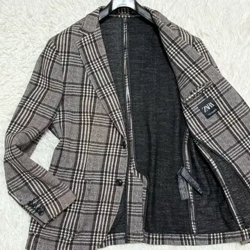 새상품급 XXL ZARA 하운드투스 테일러드 자켓 네이비 스트레치