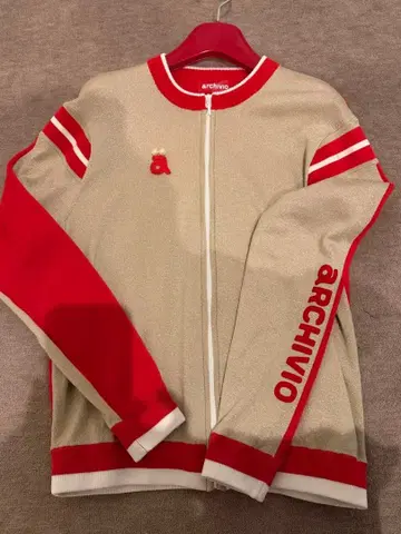 아르키비오 집업 자켓 38 사이즈 빨간색/베이지 가디건