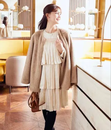 HALUHIROINE 플리츠 티어드 원피스