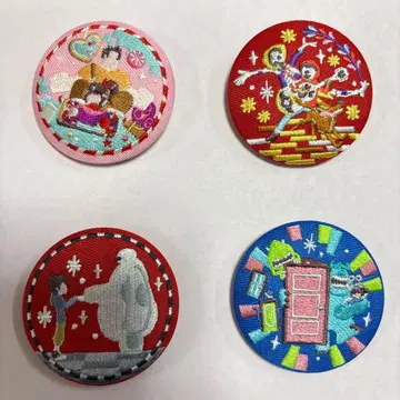 캐릭터 자수 핀 배지 4개 세트