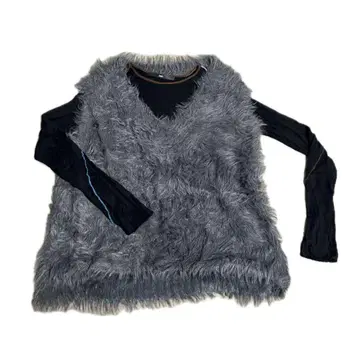 Lumier 그레이 샤기 니트 V넥 베스트