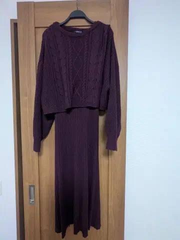 SURVEY 와인 레드 니트 원피스