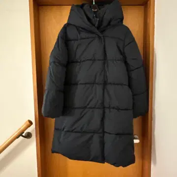 earth 네이비 후드 부착 롱 코트