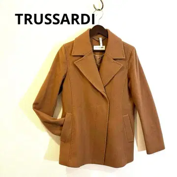 TRUSSARDI 브라운 울 피코트