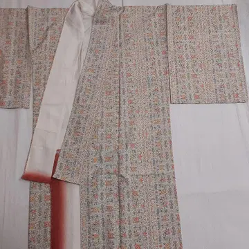 본고장 화이트 오시마 명주 이중 기모노