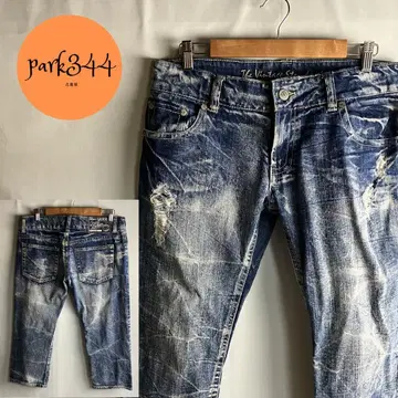 [ 더 빈티지 스탠다드 크롭 데미지 데님 팬츠 ]