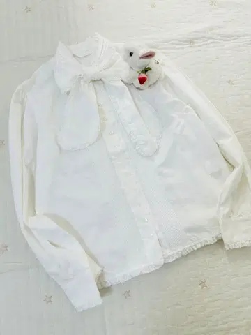 핑크하우스 리본 타이 블라우스 긴팔 2023 면