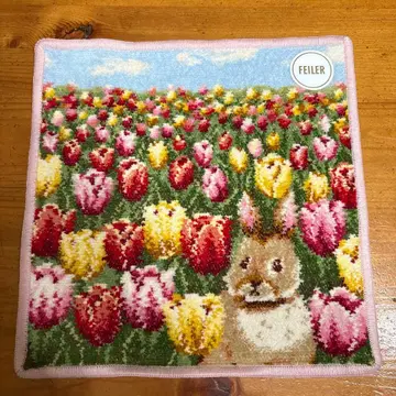 페이러 화장품 주방 콜라보 튤립 토끼 손수건 미사용 새상품