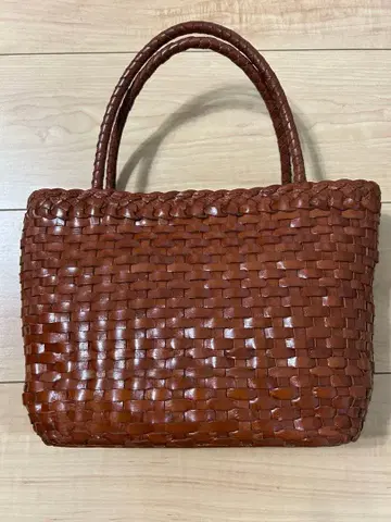 소가죽 브라운 뜨개질 핸드백 작음