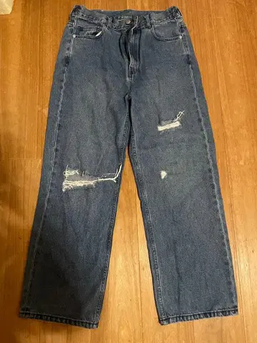 TAKEO KIKUCHI 데미지 가공 다크 블루 데님