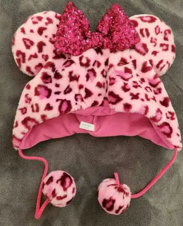 미니 레오파드 무늬 표범 무늬 레오파드 팬캡 모자 디즈니 핑크