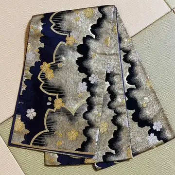 후쿠로 오비 학과 벚꽃 디자인 네이비 금보라벚꽃f032