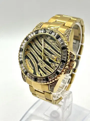 RUIQI 시계 남성용 제브라 컬러 스톤 데이트 작동 스켈레톤