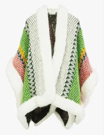 컬러풀 니트 스톨 판초 가디건풍