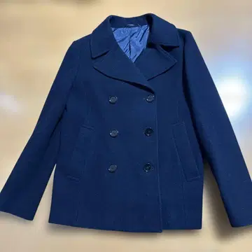 네이비 더블 브레스트 울 코트