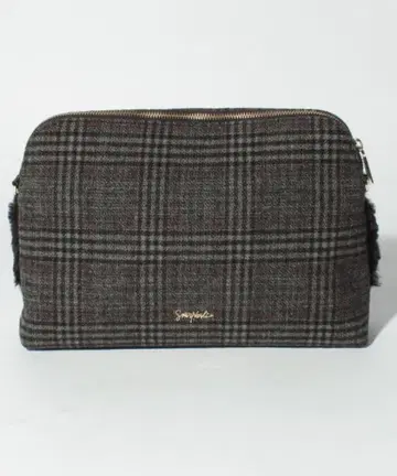 SMIR NASLI 체크 x 퍼 네이비 2way 클러치백