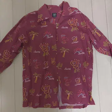 ilu(아일) 하와이안 셔츠 L 사이즈 와인 레드