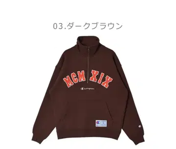 챔피온 스웨트 하프 지퍼 스웨트 셔츠 브라운