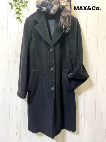 새상품급 MAX&Co. 다크 그레이 이탈리아제 롱 체스터 코트 36