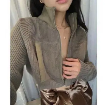 가격표 포함 juemi 집업 모크넥 니트 블랙