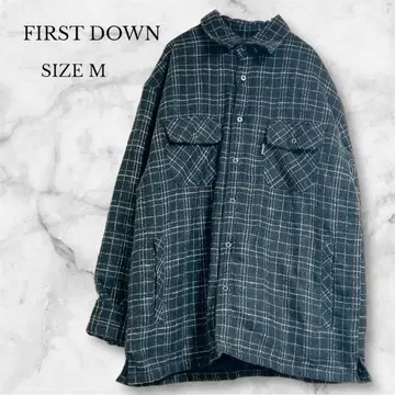 택 포함 새상품 퍼스트 다운 셔츠 자켓 체크 무늬 그린 M
