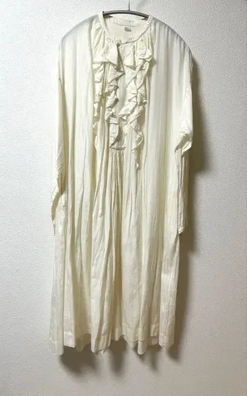 45R 카디 코튼 x 타사 실크 프릴 원피스