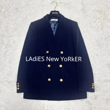 뉴요커 네이비 더블 브레스트 자켓 골드 버튼 울 혼방