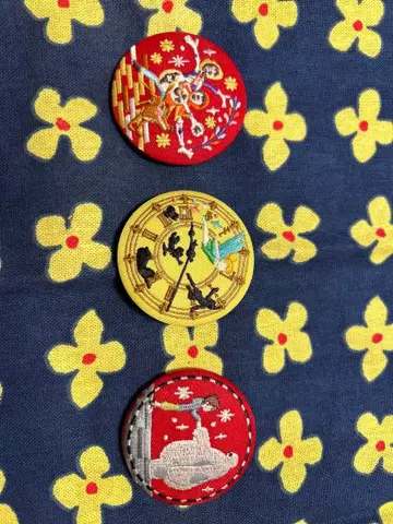 자수 디자인 핀 배지 3개 세트