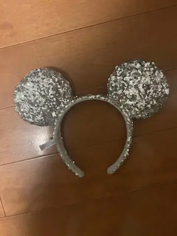 디즈니 미키마우스 귀 모양 머리띠 실버