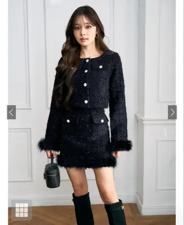 GRL 페더 트위드 자켓 인팬트 안감 부착 스커트 셋업