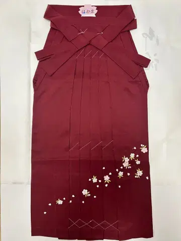 하카마 크림슨 컬러 자수 장식 졸업 하카마